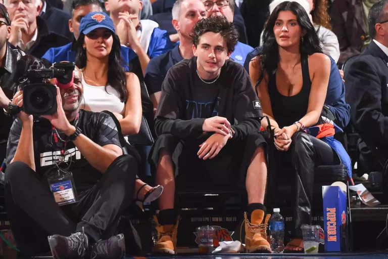 Kylie Jenner and Timothée Chalamet Cozy Up Courtside at Knicks Game with Kendall by Their Side